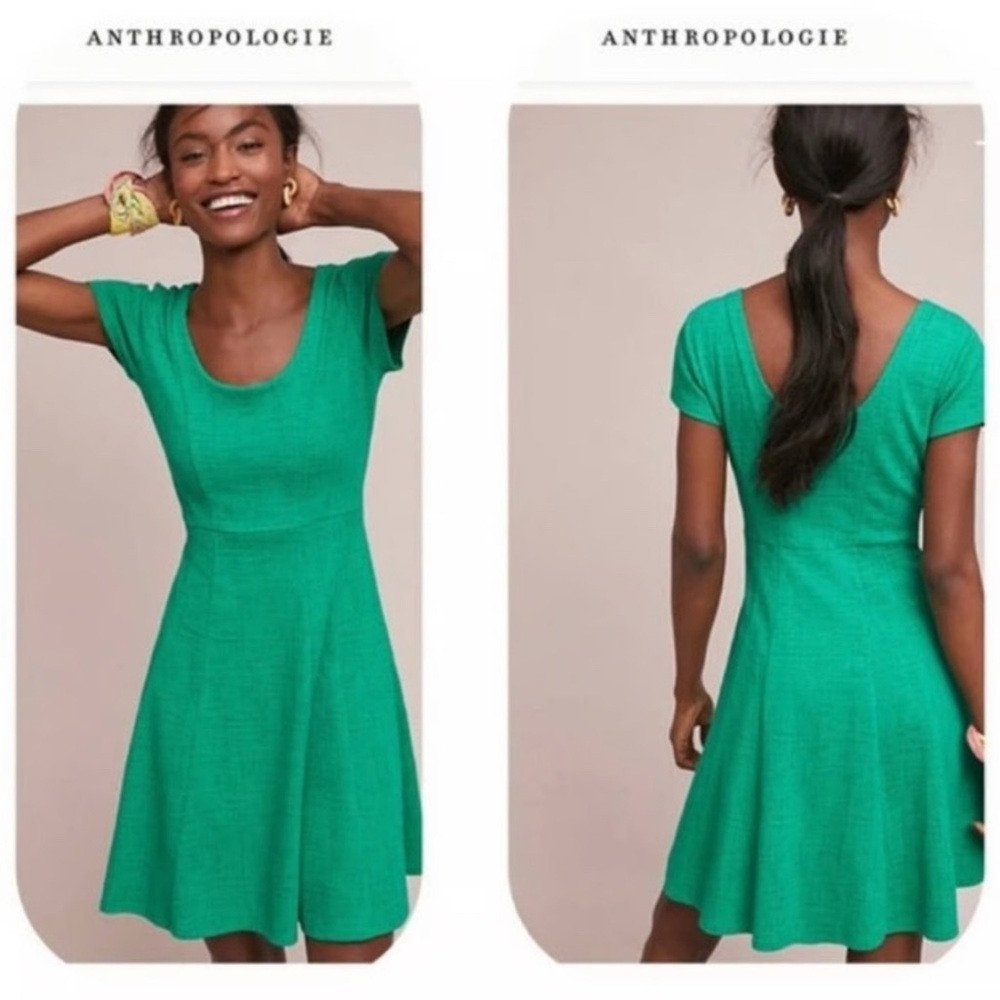 Anthropologie Vibrant Green Mini Dress